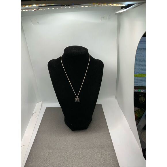 Vintage Garnet Pendant Sterling Silver Chain - Picture 7 of 7